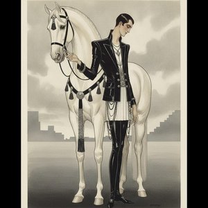 Monochrome Silhouette Of A Pale Steed And Mourning Figure — Valentin Laurent De Courcey