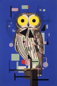 Geometric Nocturne: The Analytical Wisdom Of Strigiformes — Jeanne Marchand, Expressionism