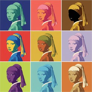Chromatic Echoes In Symmetry: A Monumental Mosaic Of Nine Radiant Pearl Portraits — Élise Muller