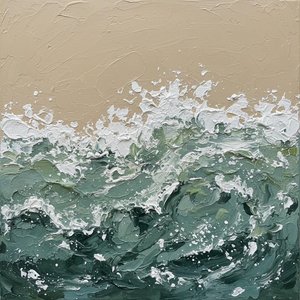 Ephemeral Tides Of Sage And Sand In A Monumental Impasto Study — David Moreau, Contemporary Abstract