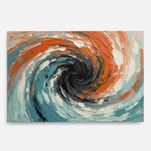 Celestial Vortex In Burnt Orange And Teal: A Singular Impasto Masterpiece — Christian Noiret