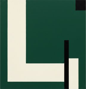 Architectural Stillness: Interlocking Planes Of Forest Green, White, And Obsidian Geometry — Laurent Fabre, Neo-abstract Art (modern Abstract Compositions)