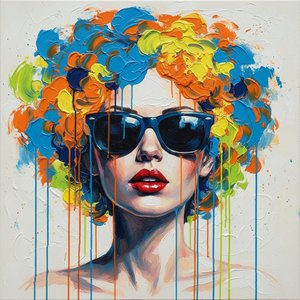 Chromatic Efflorescence: A Portrait Suspended Between Vivid Chaos And Silent Gaze — Laurent Delcourt