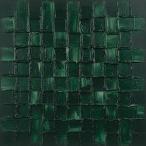 Monolithic Emerald Tides: A Sculptural Study In Deep Forest Impasto And Shadow — David Moreau, Plaster & Texture Art