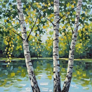 Luminous Birch Pillars Amidst The Serene Reflections Of A Sunlit Forest Glade — Christian Noiret