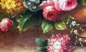 Baroque Floral Still Life With Roses And Peonies