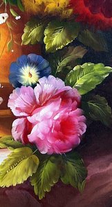 Romantic Floral Still Life In Golden Vase
