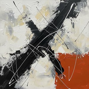 Monolithic Intersection Of Charcoal Shadows And Radiant Burnt Orange Kinetic Energy — Laurent Lefèvre, Abstract Expressionism
