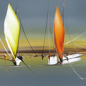 Luminous Shards Of Amber And Cream Amidst A Silent Geometric Horizon — Benoît Dumas