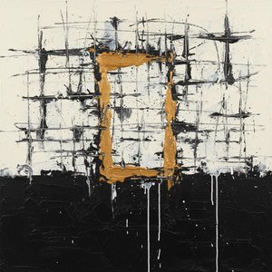 Golden Fragment Amidst The Chaos Of A Monolithic Obsidian Void — Laurent Fabre, Neo-abstract Expressionism