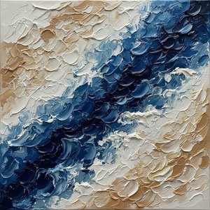 Ephemeral Surge Of Midnight Blue And Ochre In Sculptural Impasto Motion — David Moreau, Contemporary Abstract
