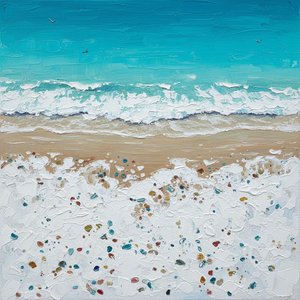 Cerulean Rhythms: A Sculptural Study Of Ebbing Tides And Sunlit Shoreline Foam — Christian Noiret