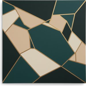 Labyrinthine Tessellations Of Teal, Khaki, And Gilded Structure — Laurent Fabre, Neo-abstract Art (modern Abstract Compositions)