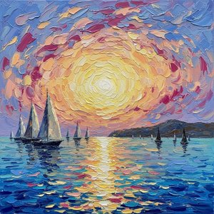 Radiant Solar Pulse: A Singular Masterpiece Of Swirling Light And Cerulean Tides — Christian Noiret