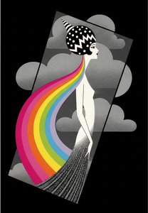 Prismatic Arc Over A Tilted Monochrome Profile — Valentin Laurent De Courcey, Art Deco