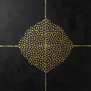 Celestial Convergence in Gilded Gold upon a Monolithic Charcoal Void
