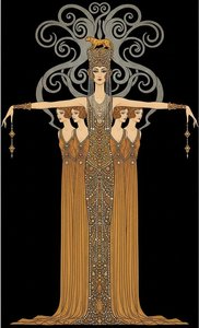 Golden Feline And The Silver Filigree Totem — Valentin Laurent De Courcey, Art Deco