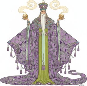 Regal Violet Mantle With Mint And Gold Geometric Embroidery — Valentin Laurent De Courcey