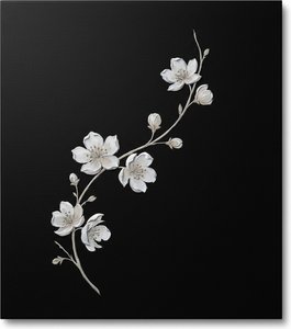 Ephemeral Grace: A Monochromatic Study Of Silent Blossoms In Infinite Shadow — David Moreau, Contemporary Abstract