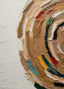 Sculpted Earth: A Monumental Study Of Swirling Ochre And Crimson Impasto Relief — David Moreau