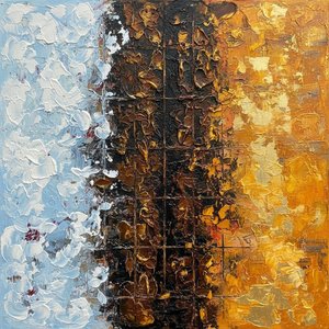 Fragmented Earth And Celestial Light In A Monumental Sculptural Triptych — David Moreau, Contemporary Abstract