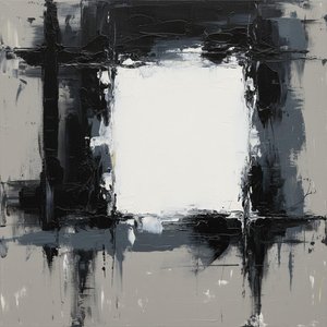 Monolithic Void: A Singular Study In Chiaroscuro And Gestural Abstraction — Laurent Fabre, Neo-abstract Art