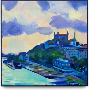 Monolithic Twilight Over The Silent Citadel In Deep Indigo And Pale Gold — Charles Delorme