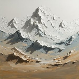 Monolithic Strata: A Sculptural Study Of Ancient Peaks And Ochre Shadows — David Moreau, Plaster & Texture Art