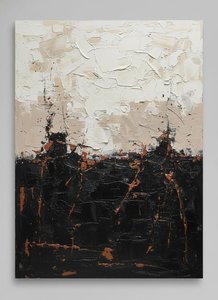 Monolithic Horizon Of Fractured Earth And Ethereal Cream Impasto Layers — David Moreau, Contemporary Abstract