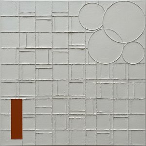 Monolithic Alabaster Grid With Intersecting Rings And A Singular Terracotta Soul — David Moreau