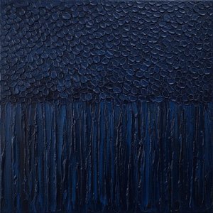 Midnight Stratum: A Sculptural Study Of Cellular Depths And Descending Indigo Shadows — David Moreau, Plaster & Texture Art