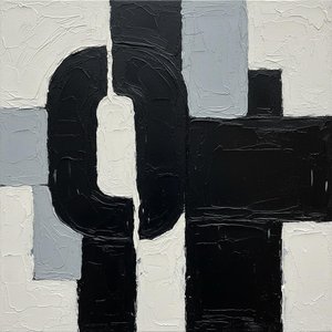 Monolithic Shadows: A Singular Study Of Interlocking Form And Somber Architectural Weight — Laurent Fabre, Neo-abstract Art (modern Abstract Compositions)