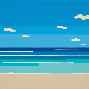 Serene Stratifications of Cerulean Tide and Minimalist Coastal Horizon