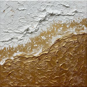 Gilded Surge: A Monumental Study Of Sculptural White And Metallic Gold Motion — David Moreau, Plaster & Texture Art