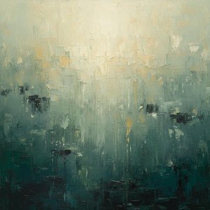 Ethereal Descent: A Luminous Fragment Of Silent Forest And Misted Light — Laurent Fabre, Neo-abstract Art