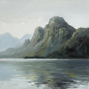 Monolithic Silence: A Solemn Study Of Misted Peaks And Slate Shadows — Christian Noiret, Contemporary Abstract Painting