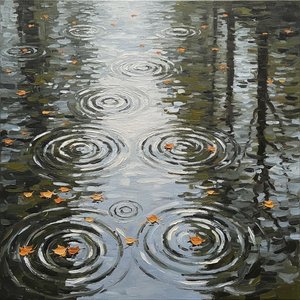 Echoes Of Solitude: A Meditative Study Of Rippling Silver And Autumnal Embers — Christian Noiret, Contemporary Abstract