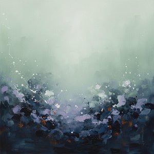 Ethereal Sage Horizons Over Deep Indigo Shadows In A Singular Masterpiece — Christian Noiret, Contemporary Abstract