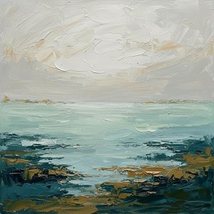 Ephemeral Tides Under A Veil Of Overcast Majesty: A Study In Impasto Depths — Christian Noiret, Contemporary Abstract Painting