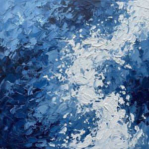 Fragmented Midnight Surge: A Monumental Study In Impasto And Celestial Blue Motion — David Moreau, Contemporary Abstract
