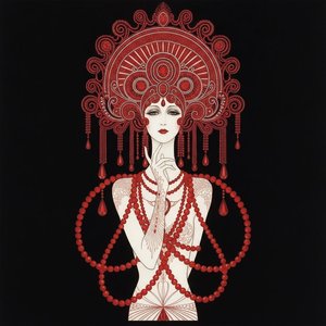 Crimson Filigree And Porcelain Silhouette In Radial Ornamentation — Valentin Laurent De Courcey