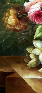 Romantic Floral Still Life With Roses And Tulips