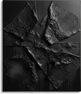 Monolithic Fractures In Charcoal: A Monumental Study Of Tectonic Chaos And Shadow — David Moreau, Contemporary Abstract