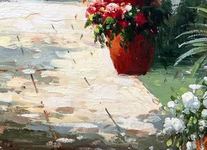 Impressionist Mediterranean Terrace Overlooking Sea