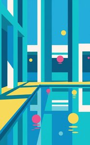 Cyan Geometry: The Silent Colonnade — Olivier Renard