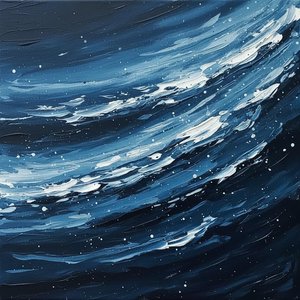 Celestial Surge In Midnight Blue: A Monumental Study Of Kinetic Impasto Motion — Christian Noiret