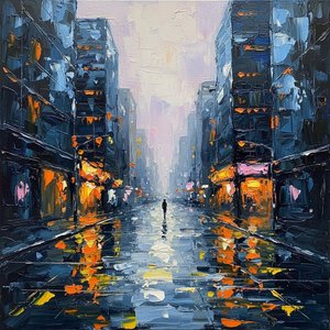 Solitary Echo In The Cobalt Canyon: A Monumental Study Of Urban Twilight — Christian Noiret