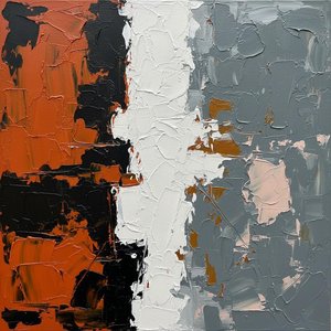 Fragmented Monolith: A Spontaneous Study Of Burnt Orange And Sculptural Shadow — Christian Noiret, Contemporary Abstract
