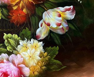 Romantic Floral Still Life On Stone Plinth