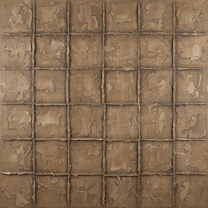 Eroded Monolith: A Meditative Study Of Earthly Grids And Ancient Ochre Textures — David Moreau, Plaster & Texture Art